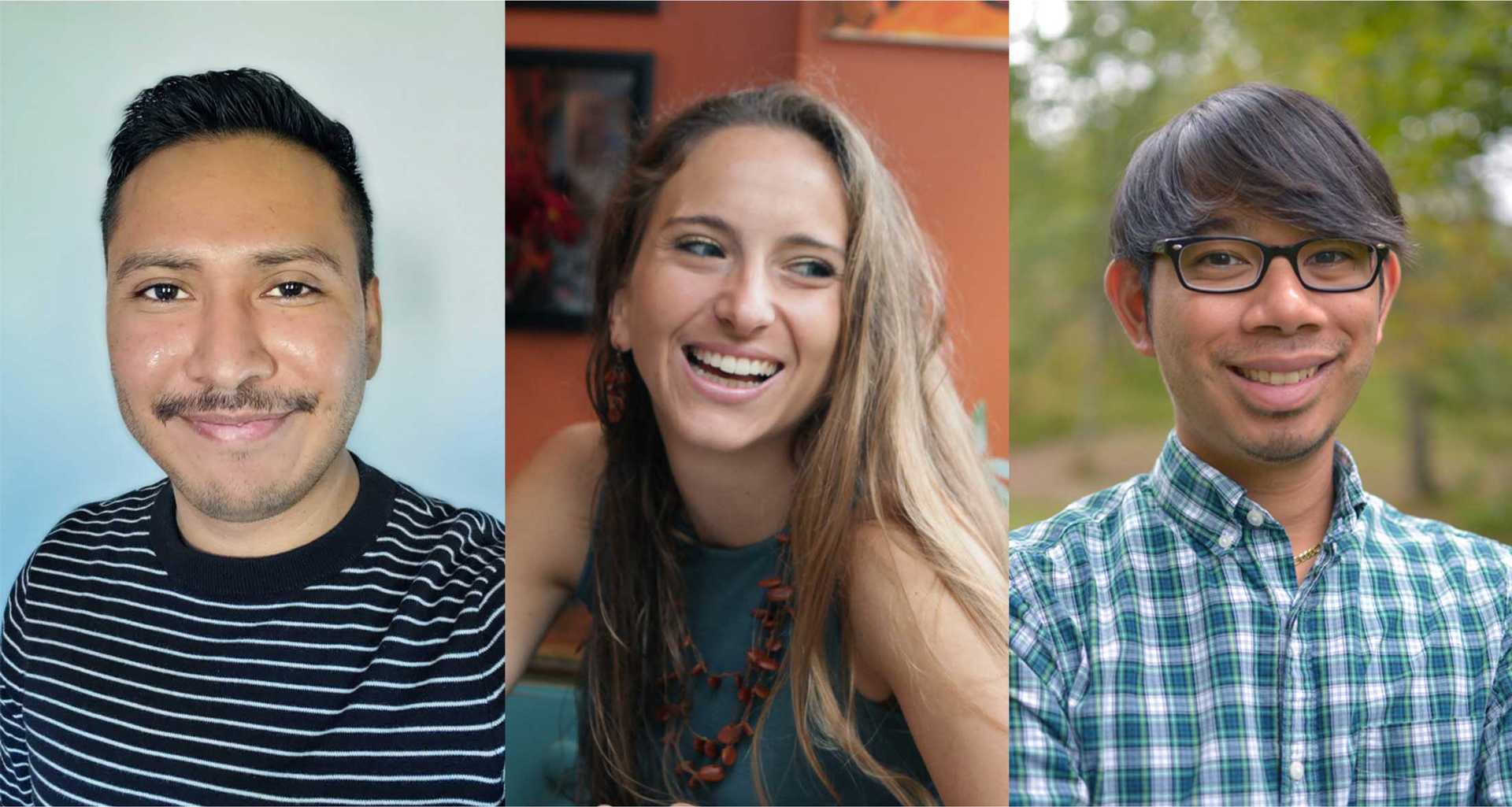 A mosaic of three photos of Bixal employees smiling.